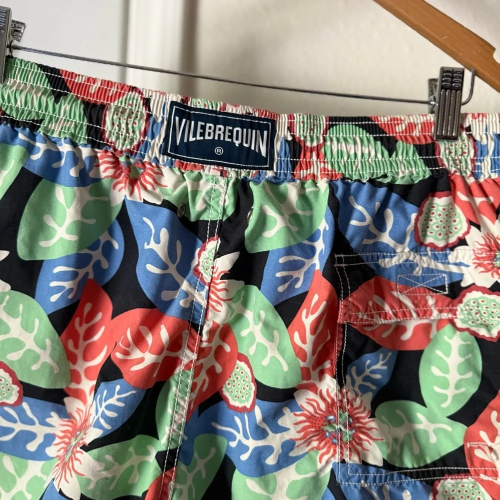 VILEBREQUIN multicolor leaf‎ floral Hawaiian tropical swim trunks shorts